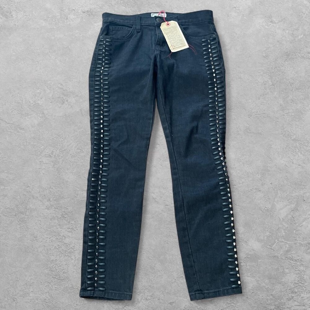 Current Elliott The Stiletto Studded Skinny Jeans 26 Washed Black NWT